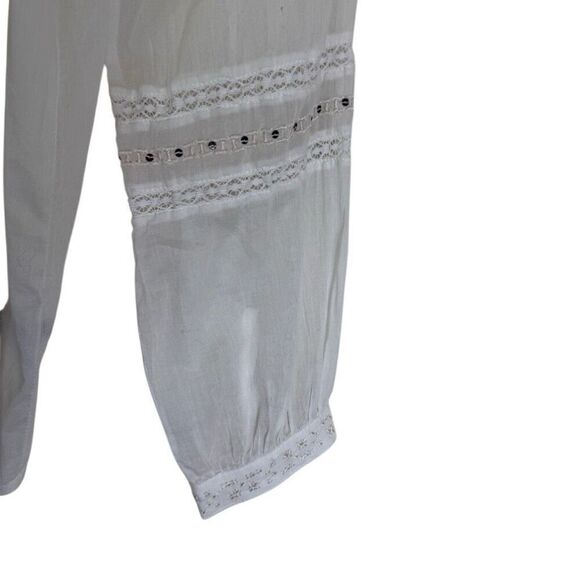 Paige Ava Semi Sheer Ivory Embroidered Blouse Sz M Boho, Cottagecore, Festival - Picture 5 of 16